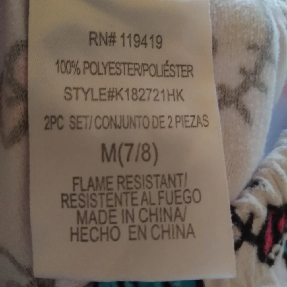 Hello kitty girls 7/8 pajamas set with satin like ruffled edges & collar